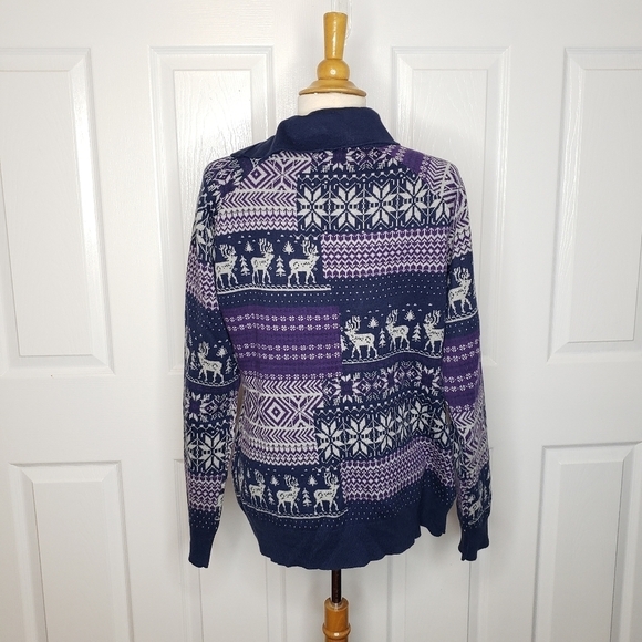 Woolrich Nordic Scandinavian Fair Isle Asymmetrical Button Neck Sweater M - Picture 7 of 11
